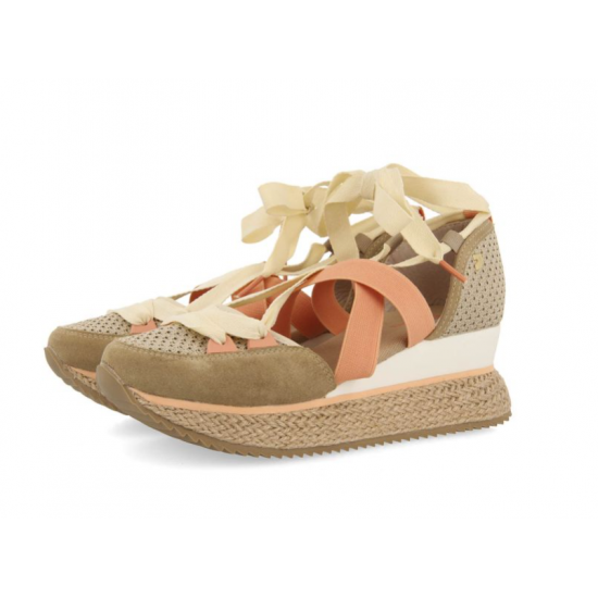 Sneakers abiertos beige con cuña para mujer totnes