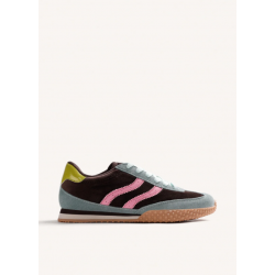 Zapatillas aterciopelas marrón contraste colores