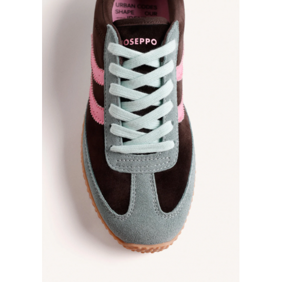 Zapatillas aterciopelas marrón contraste colores