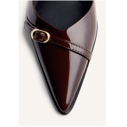 Zapatos de tacón tipo salones destalonados chocolate